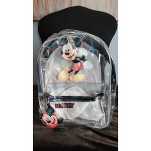 Vintage Disney Mickey Mouse Clear Backpack School Travel Bag Transparent NWT